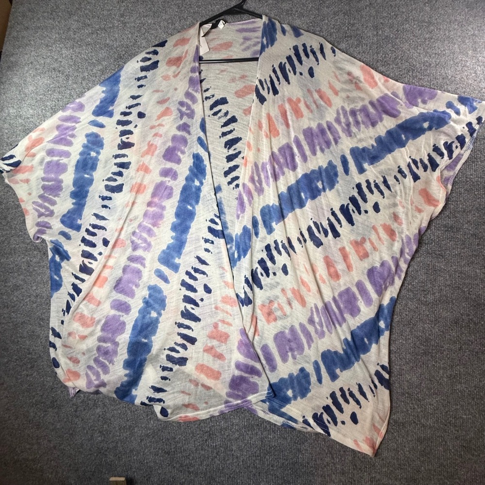 Lane Bryant Womens Tie Dye Open Front Kimono Wrap Blue Purple Coral 14/20 NWT